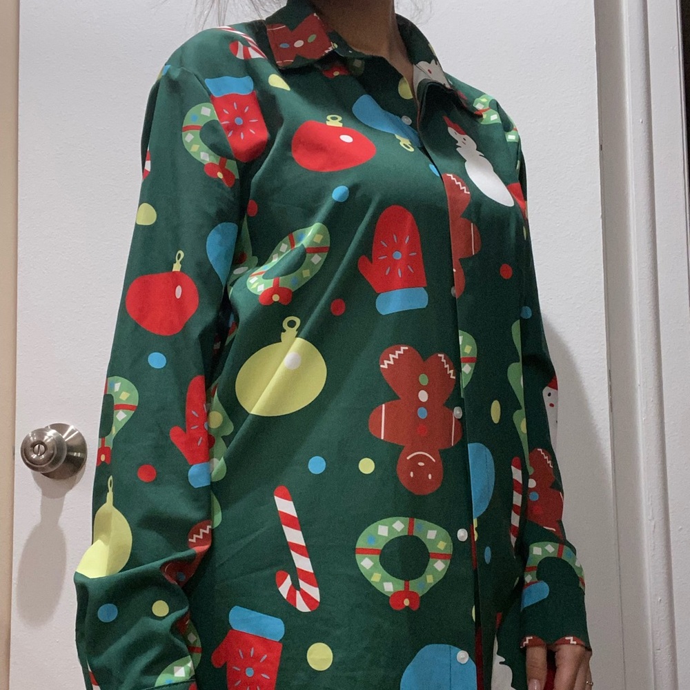 Elvis Presley Large Christmas Unisex Button Down Shirt